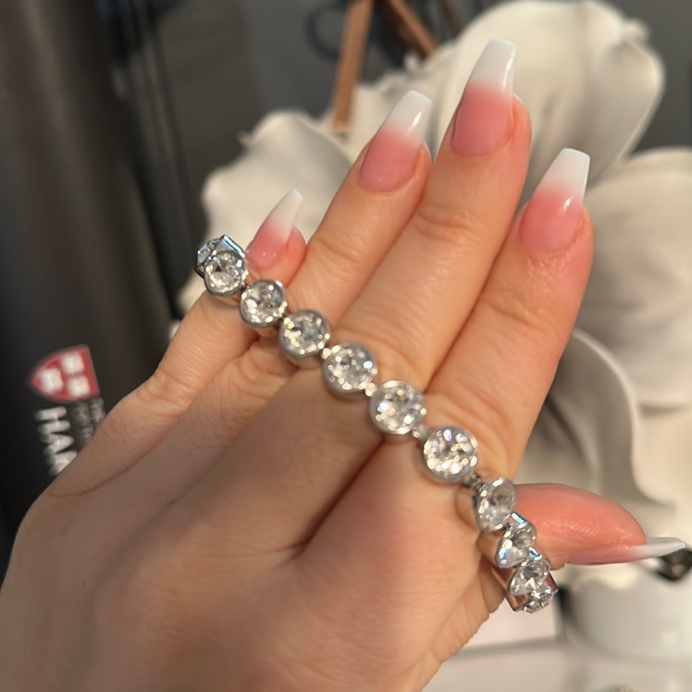 HUGE perfect beautiful new 100% authentic steel TC Swarovski Crystal bracelet !